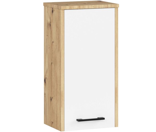 Armario colgante de baño pequeño akord fin roble artisan 30 cm 1 puerta frente en color blanco 2 estantes 30x22,5x60 cm