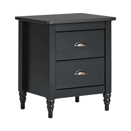 Mesa de cabeceira com 2 gavetas SHILLINGTON Pinho Preto