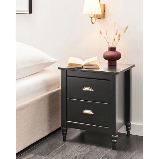 Mesa de cabeceira com 2 gavetas SHILLINGTON Pinho Preto