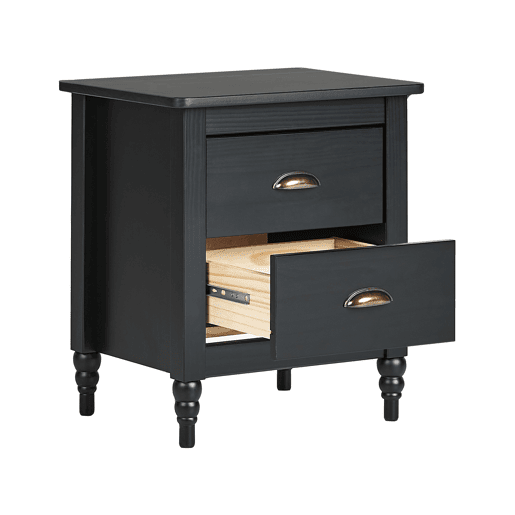 Mesa de cabeceira com 2 gavetas SHILLINGTON Pinho Preto