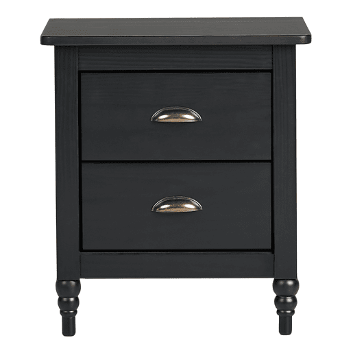 Mesa de cabeceira com 2 gavetas SHILLINGTON Pinho Preto