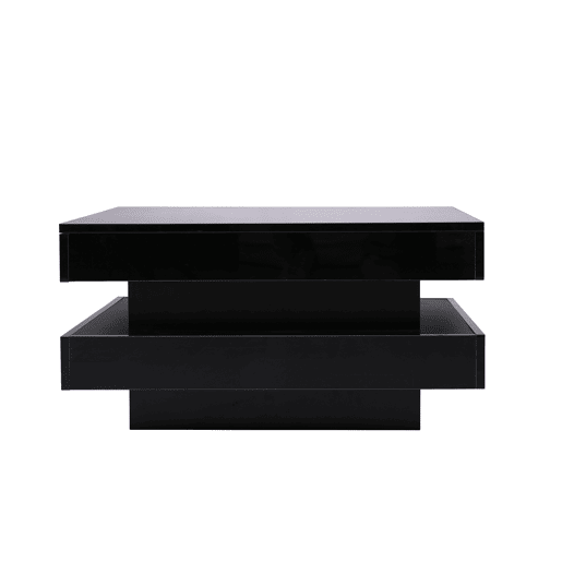 Mesa de centro contemporânea com LED em 16 cores - forma quadrada - Preto Mesa de centro contemporânea com LED em 16 cores - forma quadrada - Preto