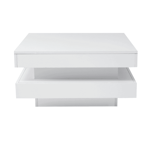 Mesa de centro contemporânea com LED em 16 cores - forma quadrada - Branco Mesa de centro contemporânea com LED em 16 cores - forma quadrada - Branco