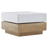 Mesa de centro quadrada com rotação de 360° - com 2 gavetas - 60x60x38 cm - Branco e Natural