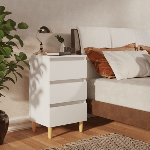 Mesa de cabeceira - mesinha de cabeceira c pernas em madeira maciça 40x35x69cm branco