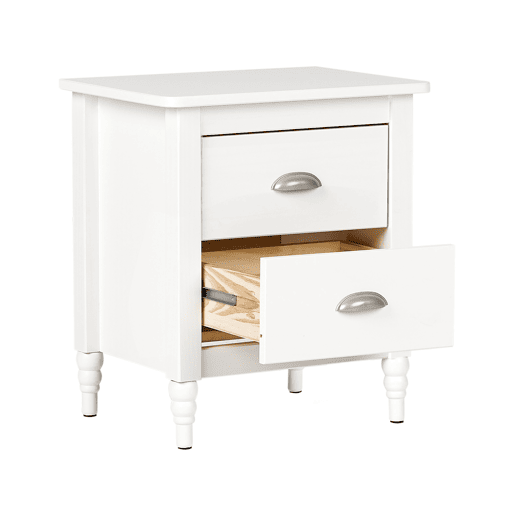 Mesa de cabeceira com 2 gavetas SHILLINGTON Pinho Branco