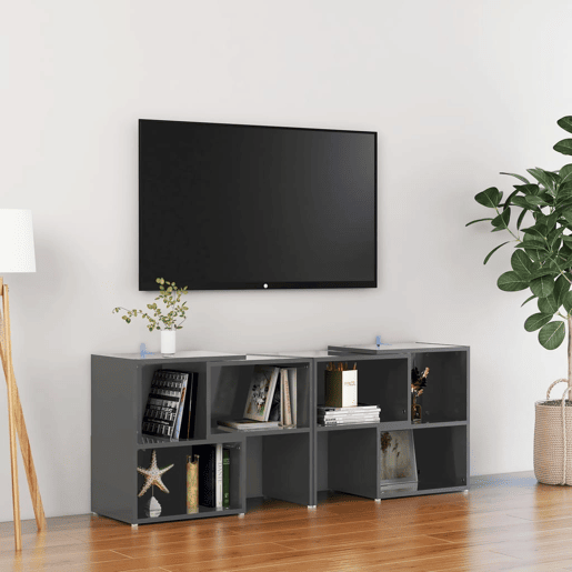 Móvel de TV - Modulo de TV - Armário de TV 104x30x52 cm derivados de madeira cinza brilhante