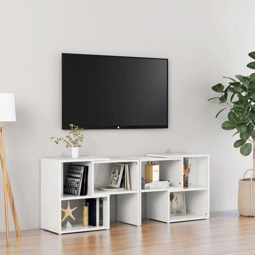 Móvel de TV - Modulo de TV - Armário de TV 104x30x52 cm derivados de madeira branco brilhante