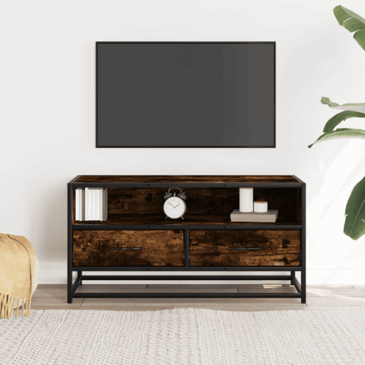 Móvel p TV, Armário de TV 80x34,5x40 cm deriv. madeirametal carvalho fumado