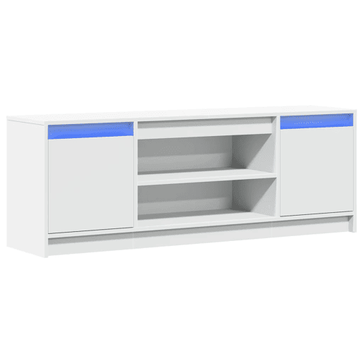 Móvel de TV - Modulo de TV - Armário de TV com luzes LED derivados de madeira branco