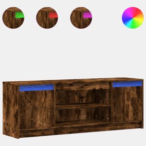 Móvel de TV - Modulo de TV - Armário de TV com luzes LED derivados de madeira carvalho fumado