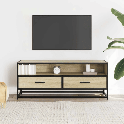 Móvel p TV, Armário de TV 100x34,5x40 cm deriv. madeirametal carvalho sonoma