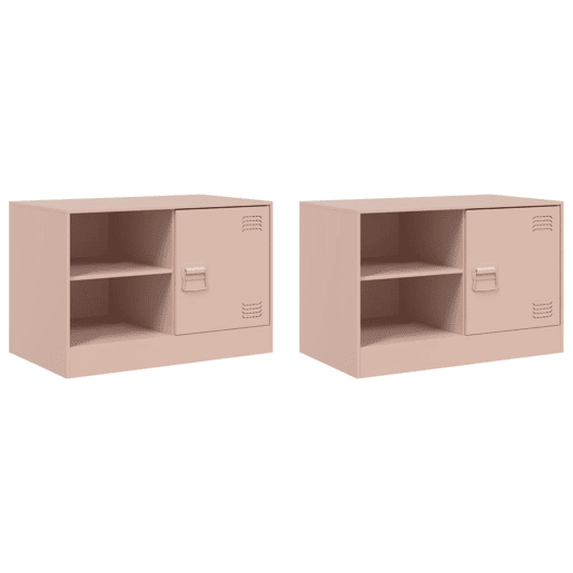 móveis de TV - Armários TV 2 pcs 67x39x44 cm aço rosa