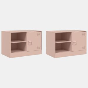 móveis de TV - Armários TV 2 pcs 67x39x44 cm aço rosa
