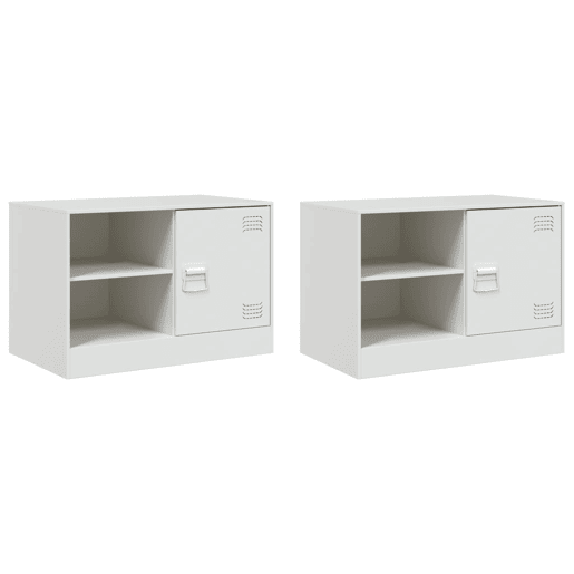 móveis de TV - Armários TV 2 pcs 67x39x44 cm aço branco