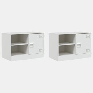 móveis de TV - Armários TV 2 pcs 67x39x44 cm aço branco