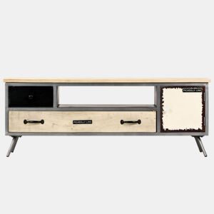 Móvel de TV - Modulo de TV - Armário de TV madeira de mangueira maciça e aço 120x30x45 cm
