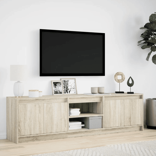 Móvel de TV - Modulo de TV - Armário de TV com luzes LED derivados de madeira carvalho sonoma