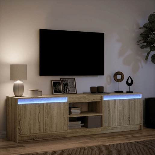 Móvel de TV - Modulo de TV - Armário de TV com luzes LED derivados de madeira carvalho sonoma