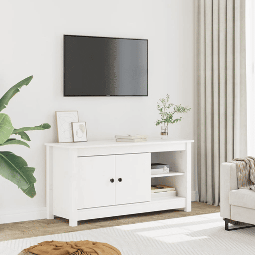 Móvel de TV - Modulo de TV - Armário de TV 103x36,5x52 cm madeira de pinho maciça branco