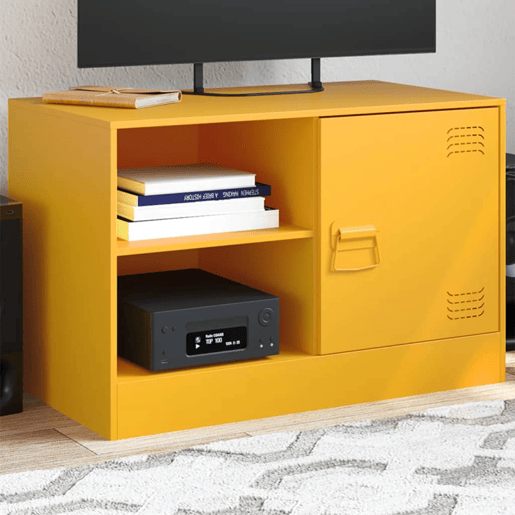Móvel de TV - Modulo de TV - Armário de TV 67x39x44 cm aço amarelo mostarda