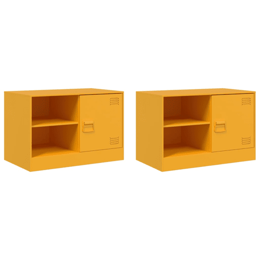 móveis de TV - Armários TV 2 pcs 67x39x44 cm aço amarelo mostarda