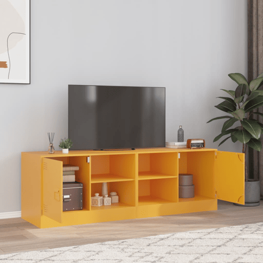 móveis de TV - Armários TV 2 pcs 67x39x44 cm aço amarelo mostarda