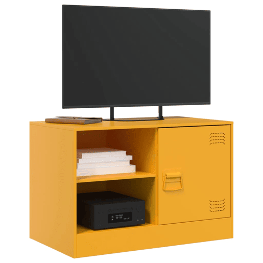 móveis de TV - Armários TV 2 pcs 67x39x44 cm aço amarelo mostarda
