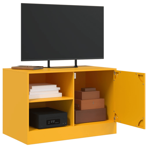 móveis de TV - Armários TV 2 pcs 67x39x44 cm aço amarelo mostarda