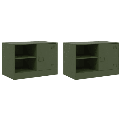 móveis de TV - Armários TV 2 pcs 67x39x44 cm aço verde azeitona