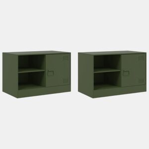 móveis de TV - Armários TV 2 pcs 67x39x44 cm aço verde azeitona