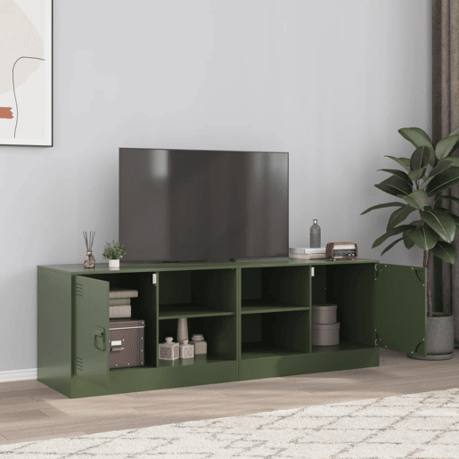 móveis de TV - Armários TV 2 pcs 67x39x44 cm aço verde azeitona