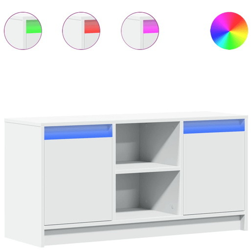 Móvel de TV - Modulo de TV - Armário de TV com luzes LED derivados de madeira branco