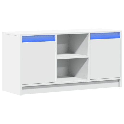 Móvel de TV - Modulo de TV - Armário de TV com luzes LED derivados de madeira branco