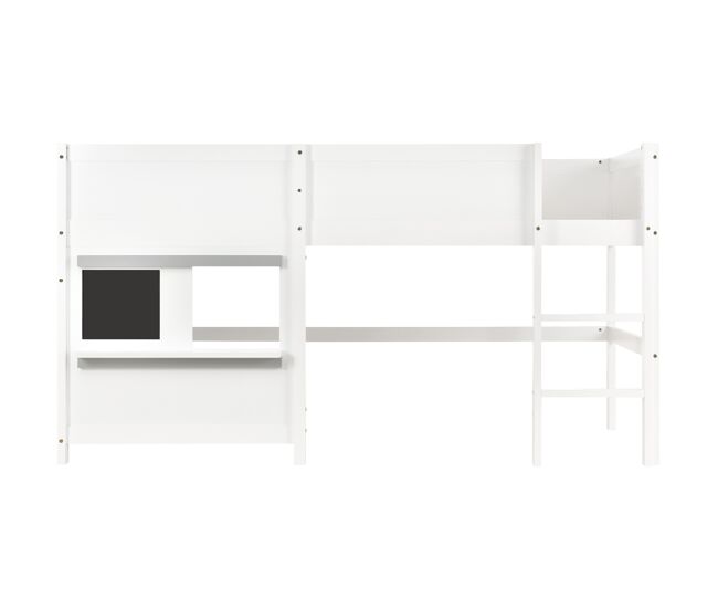 Cama alta 90x200cm - con 2 paneles graffiti - blanco
