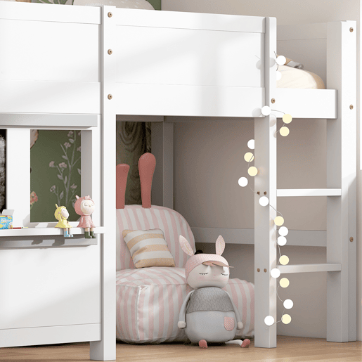 Cama alta 90x200cm - com 2 painéis de graffiti - Branco