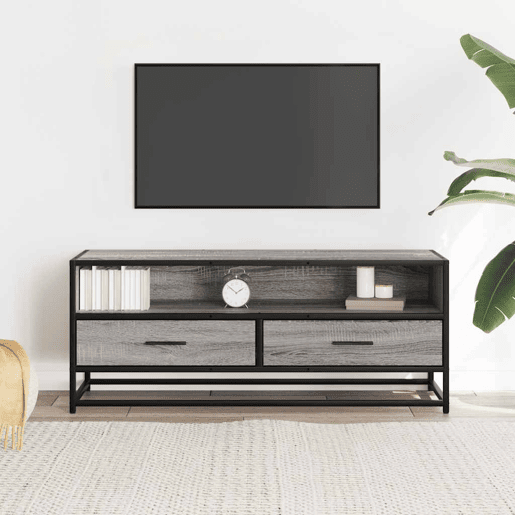 Móvel p TV, Armário de TV 100x34,5x40 cm deriv. madeirametal cinzento sonoma