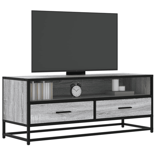 Móvel p TV, Armário de TV 100x34,5x40 cm deriv. madeirametal cinzento sonoma