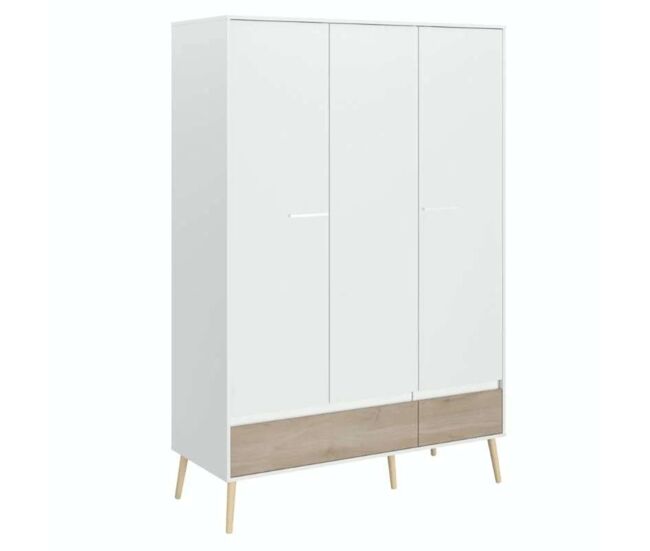 Armario ropero osaka con 3 puertas color roble japonés y blanco estilo japandi