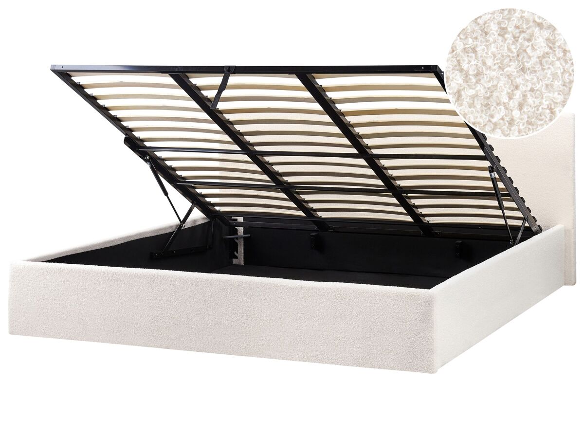 Beliani Cama con almacenaje Bouclé ORBEY 198x212