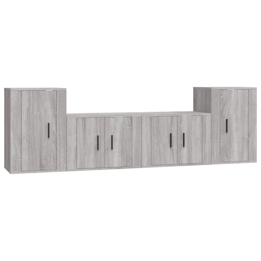 Conjunto móveis de TV - Armários TV 4 pcs madeira processada sonoma cinza