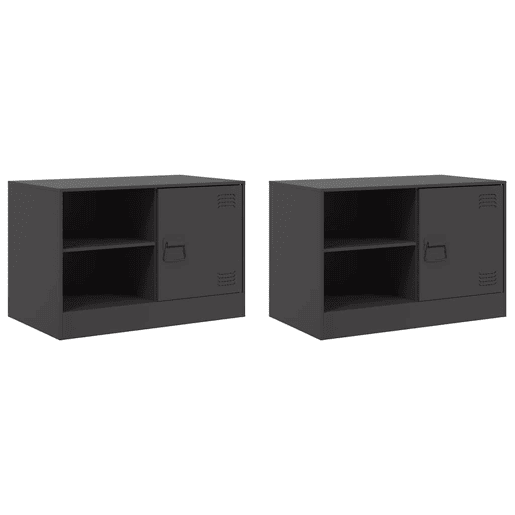 móveis de TV - Armários TV 2 pcs 67x39x44 cm aço preto