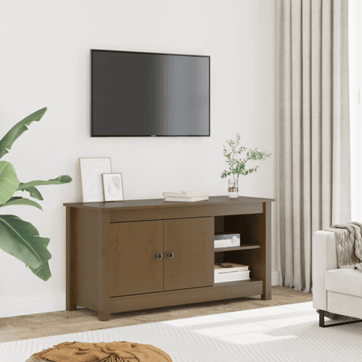 Móvel de TV - Modulo de TV - Armário de TV 103x36,5x52 cm madeira de pinho maciça castanho mel