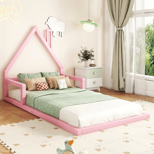 Cama de criança 90x200 cm - pinho maciço - Rosa