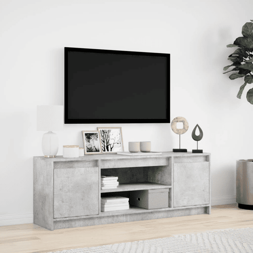 Móvel de TV - Modulo de TV - Armário de TV com luzes LED derivados de madeira cinzento cimento