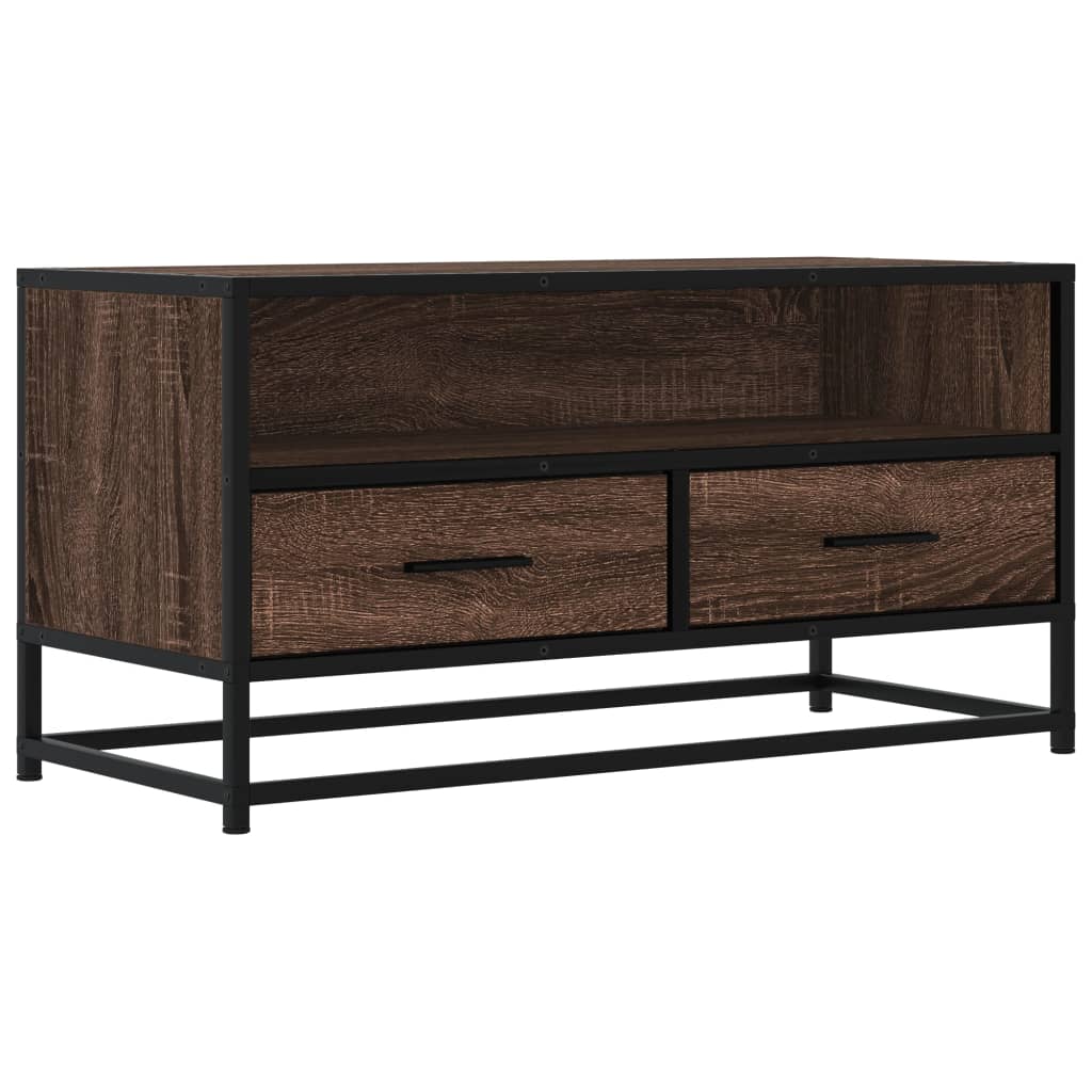 mueble tv - mesa de tv metal y madera ingenieria marron roble 80x345x40 cm
