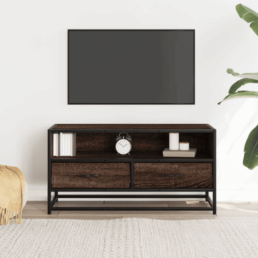 Móvel p TV, Armário de TV 80x34,5x40cm deriv. madeirametal carvalho castanho