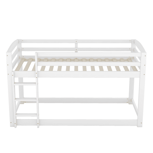 Beliche em pinho com barreiras anti-queda + escada - 90x200cm - Branco