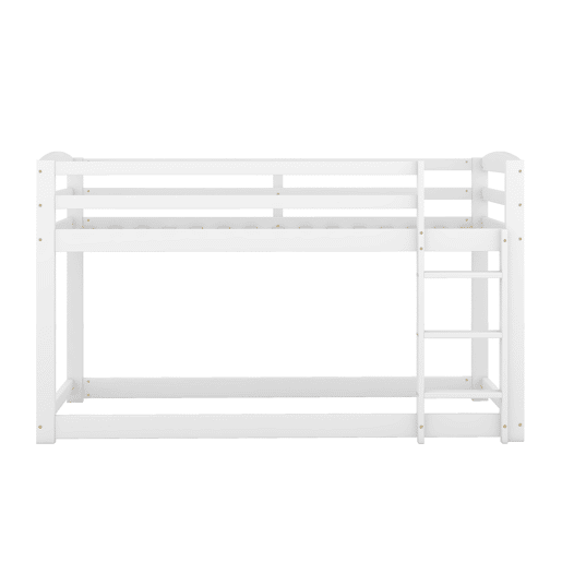 Beliche em pinho com barreiras anti-queda + escada - 90x200cm - Branco