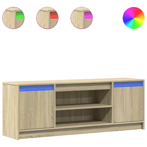 Móvel de TV - Modulo de TV - Armário de TV com luzes LED derivados de madeira carvalho sonoma